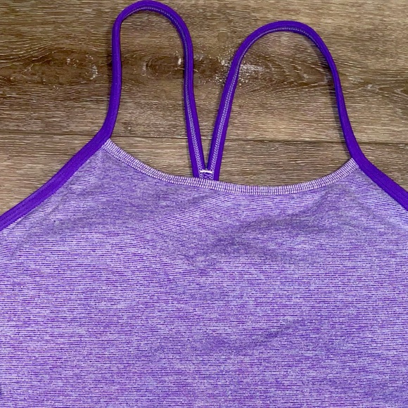 Lululemon Athletica power Y tank top Size 4 purple pin stripes - Picture 7 of 7